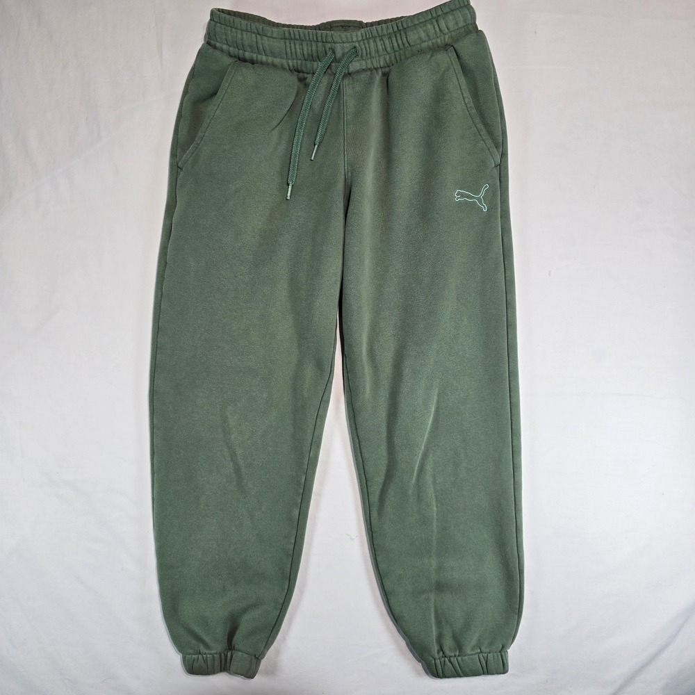 Puma Essentials Fleece Joggers Mens Small Green Sweatpants 880077 Laurel Wreath